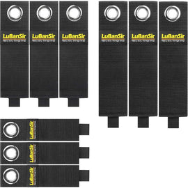 LuBanSir Heavy Duty Storage Strap, Assorted 9 Pack (3M/3L/3XL) - Hook and Loop Extension Cord Organizer for Garage, Shop, Home, Boat, RV and Camping Organization - Black