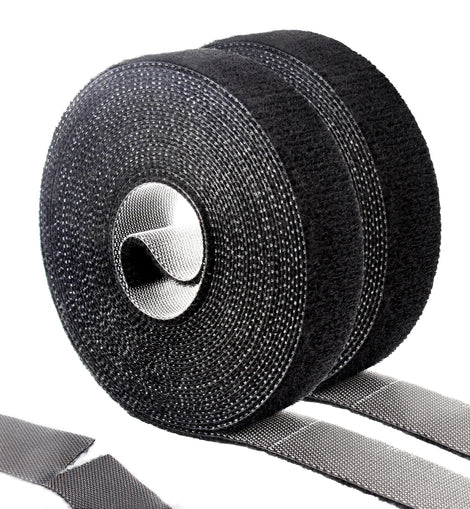 LuBanSir 2 Roll Hook and Loop Tapes - No Cutting Required - 3/4 Inch x 5 1/2 Yard Reusable Fastening Cable Ties Sticky Straps for Indoor and Outdoor Mounting, Black