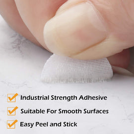 LuBanSir Self Adhesive Dots, 600pcs (300 Pairs) 0.78 Inch / 20MM Diameter Sticky Back Coin Dots with 2 Roll 1" Width Hook and Loop Adhesive Tapes - 6.55 Feet Length, White