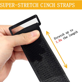 LuBanSir Cinch Straps, 1" x 6" (10 Pack) Elastic Hook and Loop Fastening Cable Strap for Extension Cord, Cable, Cord Wrap and Hose Organization and Storage