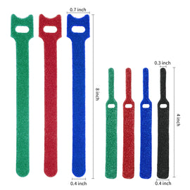 LuBanSir Cable Ties Reusable Fastening Tapes, 120 Pcs ( 60 pcs 8” and 60 pcs 4”) Nylon Cord Ties for Wire Cable Management, Assorted Colors