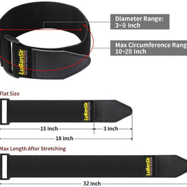 LuBanSir Cinch Straps - 2" x 18" (6 Pack) Elastic Hook and Loop Storage Straps with Buckle for Bicycle, Truck, Boat and More for Extension Cords, Ropes, Hoses Organization - Black
